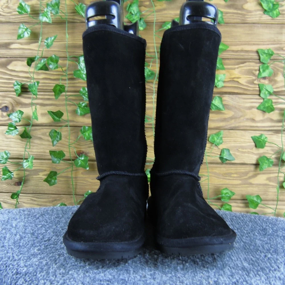 Skechers Australia Women 6‎ Black Suede Shearling Lined Tall Winter Boots Warm
